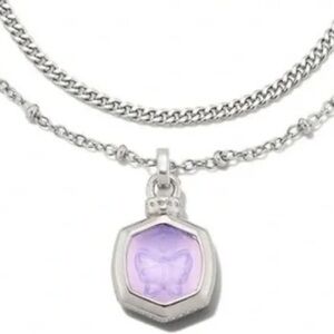Kendra Scott Davie Intaglio Lavender Opalite Butterfly Pendant Necklace New